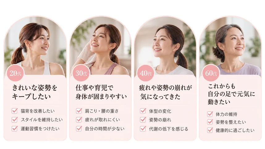 20代・30代・40代・60代の女性のお悩み