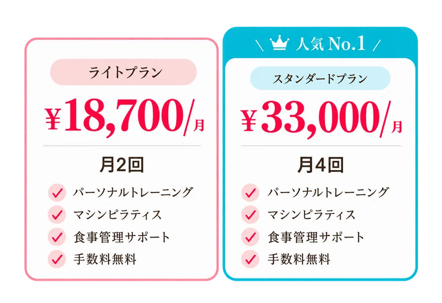 ライトプランとスタンダードプランの料金表