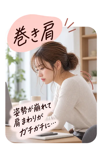巻き肩が気になる女性
